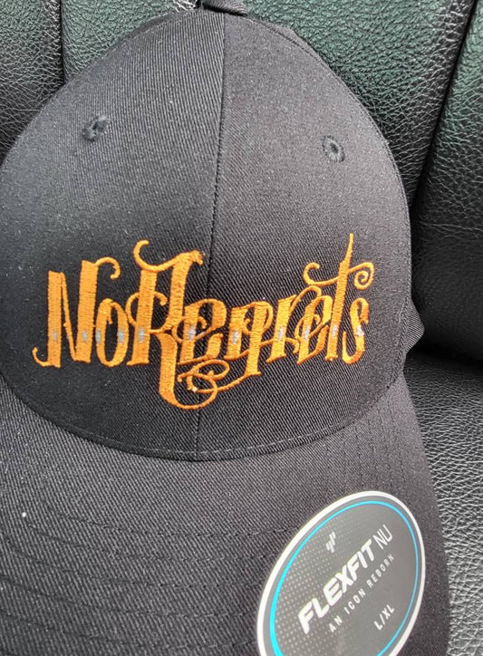 No Regrets Script Logo - Flat Bill Trucker